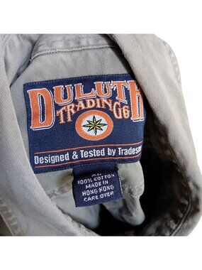 Vintage Men's Shirt XL Duluth Trading Co Grey Button-Up Distressed Y2K Hunting